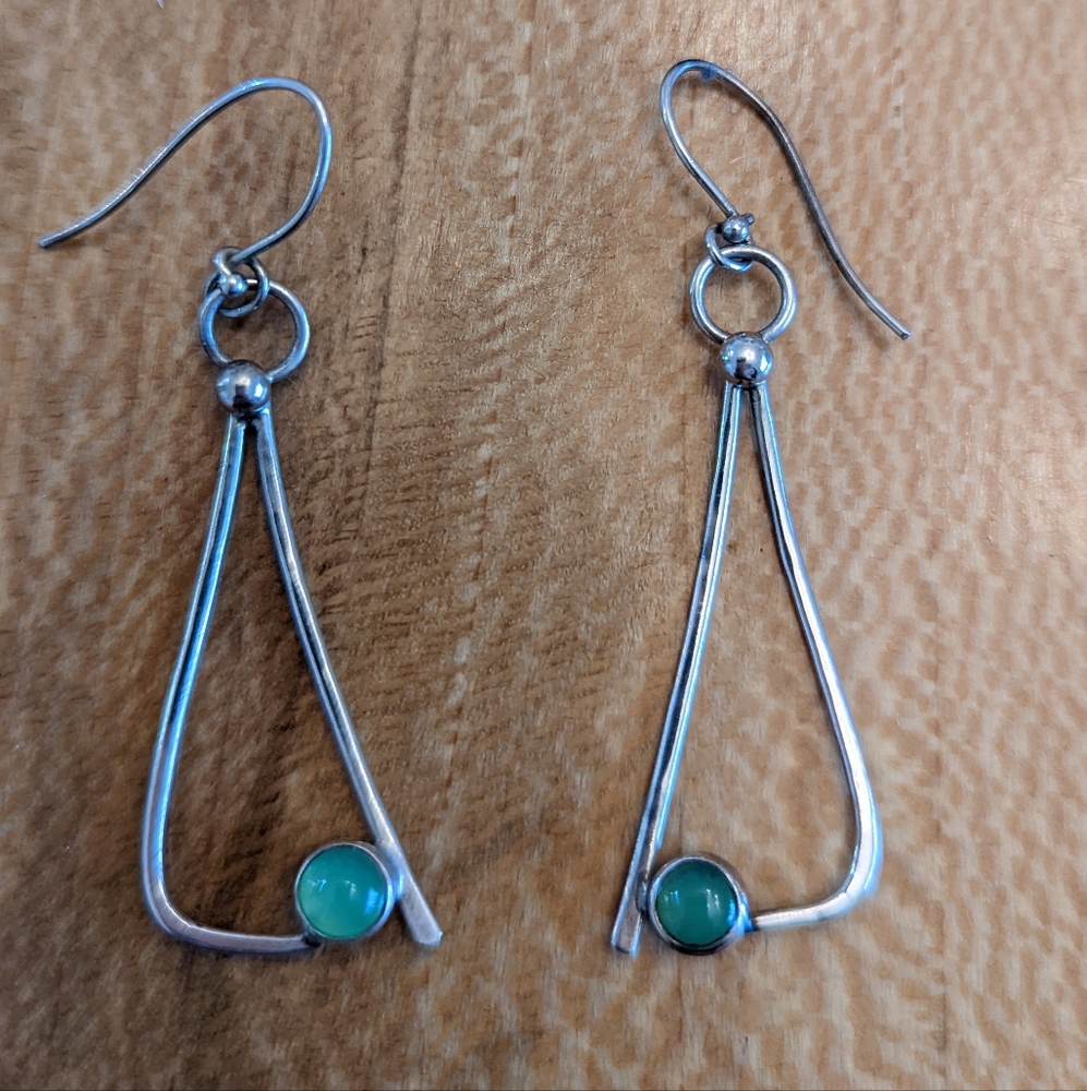 Sterling silver earrings with green gem